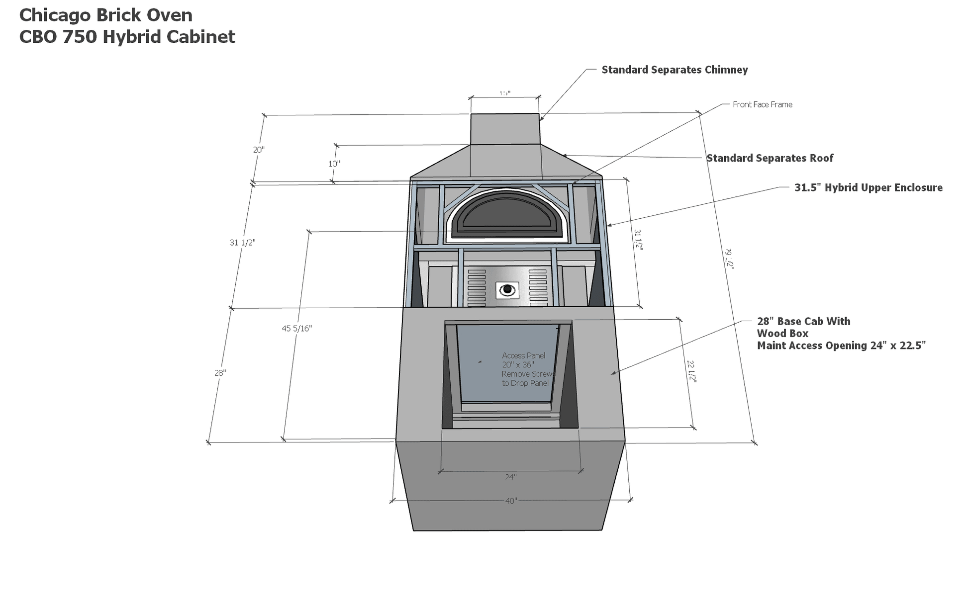 Chicago Brick Oven - Ready To Finish Hybrid Oven Enclosure Cabinet with RTF Available by Chicago Brick Oven