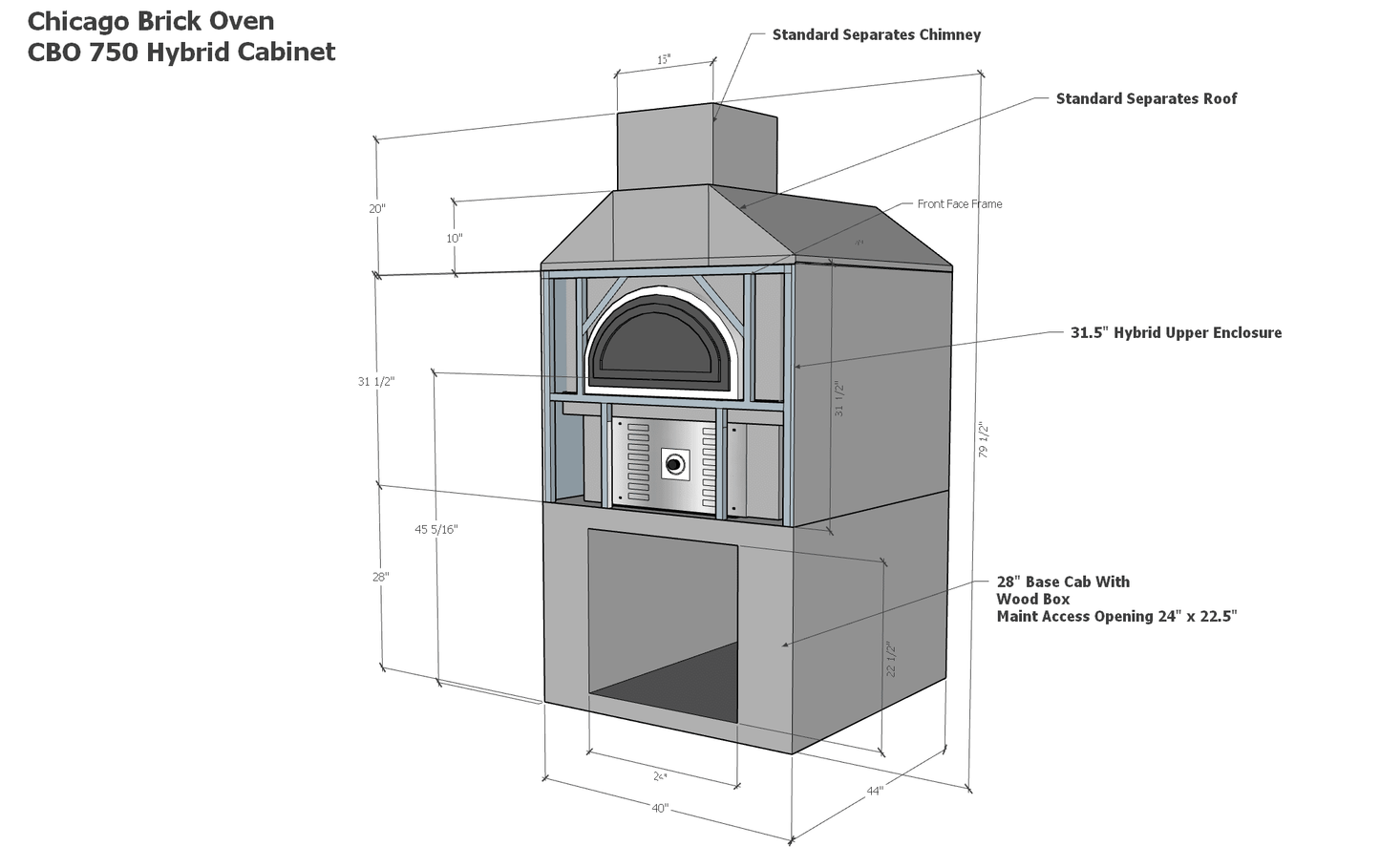 Chicago Brick Oven - Ready To Finish Hybrid Oven Enclosure Cabinet with RTF Available by Chicago Brick Oven