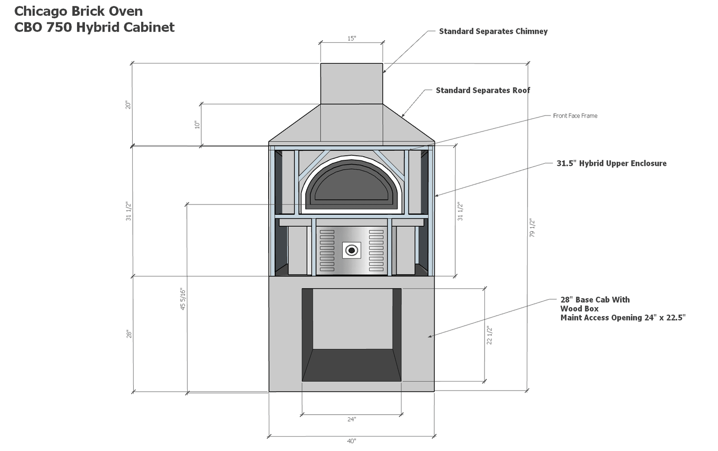 Chicago Brick Oven - Ready To Finish Hybrid Oven Enclosure Cabinet with RTF Available by Chicago Brick Oven