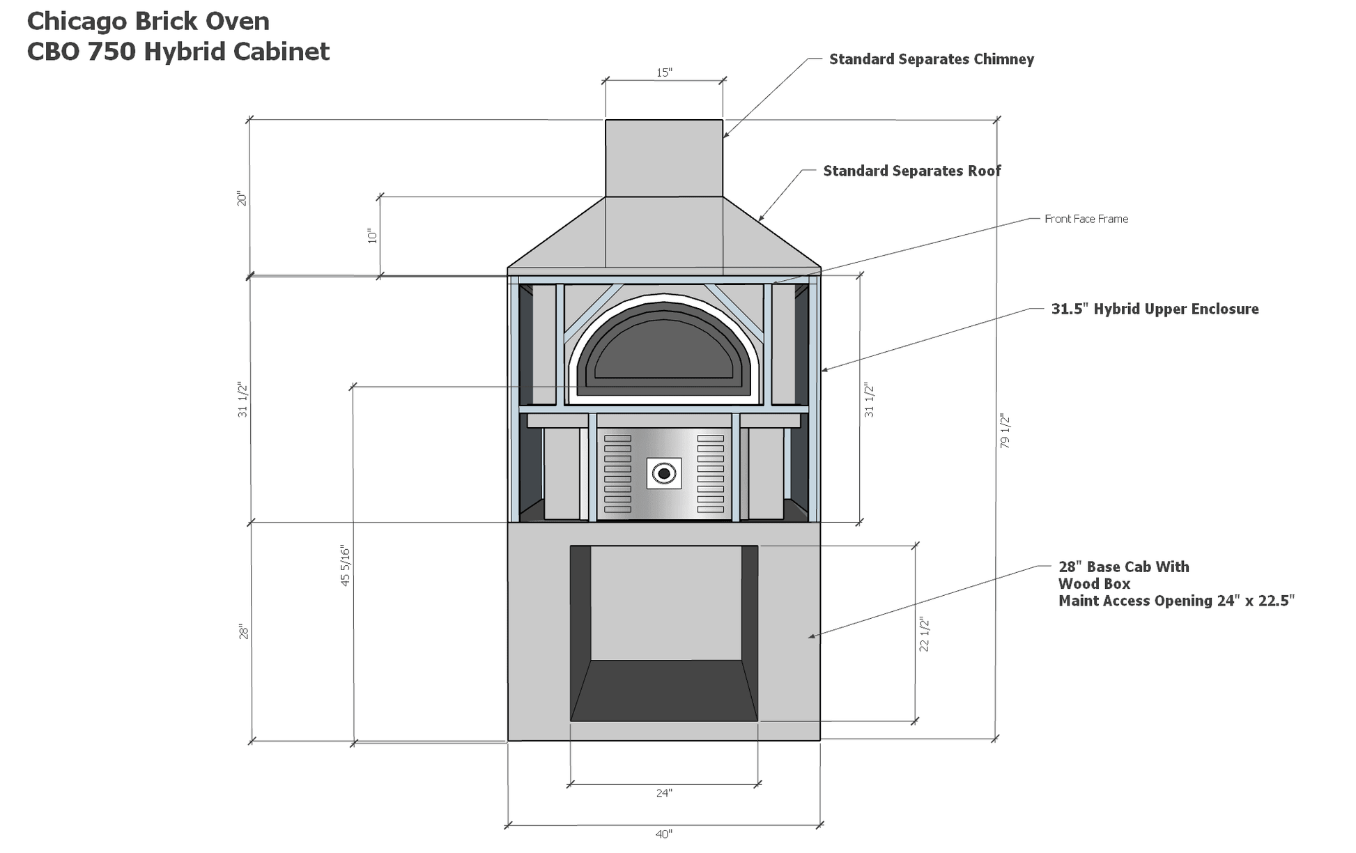 Chicago Brick Oven - Ready To Finish Hybrid Oven Enclosure Cabinet with RTF Available by Chicago Brick Oven