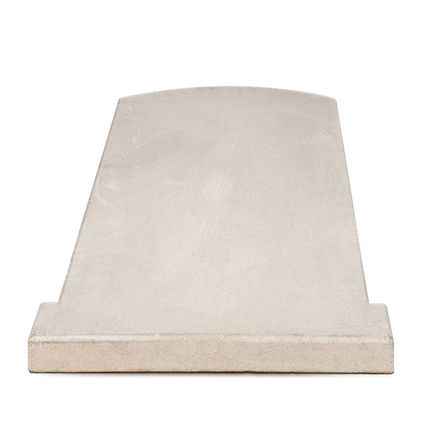 A plain, upright rectangular gravestone with a rounded top, fashioned from light-colored stone. The surface is smooth and unadorned, devoid of any visible inscriptions or decorations. It evokes the presence of a traditional monument, standing solemnly like the CBO 750 Center Middle Hearth by Chicago Brick Oven with its gently extending base.