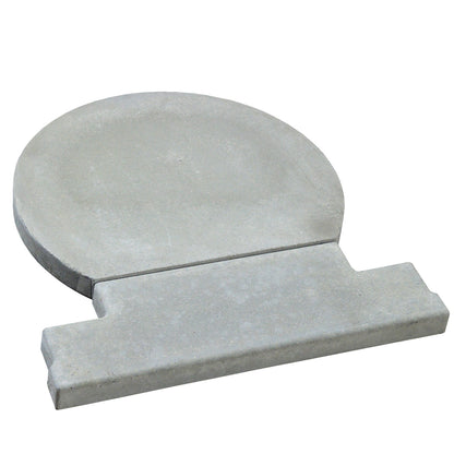 The CBO 500 Replacement Hearth(s) by Chicago Brick Oven feature a gray, round cement stepping stone attached to a rectangular base, designed to look like a lollipop. This 2-piece hearth has a smooth surface with slightly varying shades of gray, and the rectangular end resembles a handle.