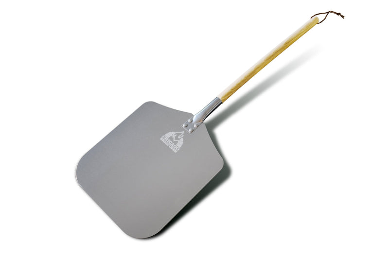 Chicago Brick Oven Long Handle Pizza Peel [Pizza Steel Spatula / Pizza Shovel] 12"" x 14"" / Pizza Paddle - 35.5"" Long Aluminum Metal Pizza Peel with Detachable 21"" Wooden Handle with Accessories by Chicago Brick Oven